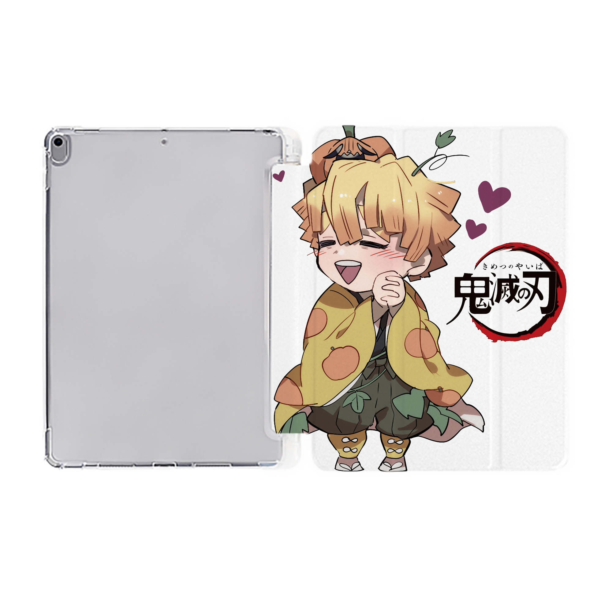 （画像用） 鬼滅の刃（きめつのやいば）我妻 善逸／あがつま ぜんいつ Agatsuma Zenitsu IPad ケース ペン収納付き 三つ折りスタンド PUレザー×シリコン 対応機種9.5/10.5/10.9インチ